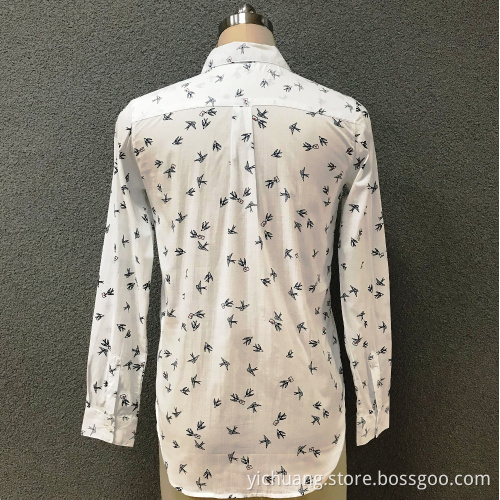 Women's cotton fashion small birds long sleeves shirt